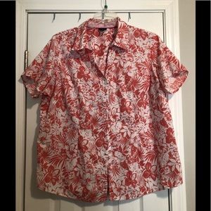 Button front v-neck blouse